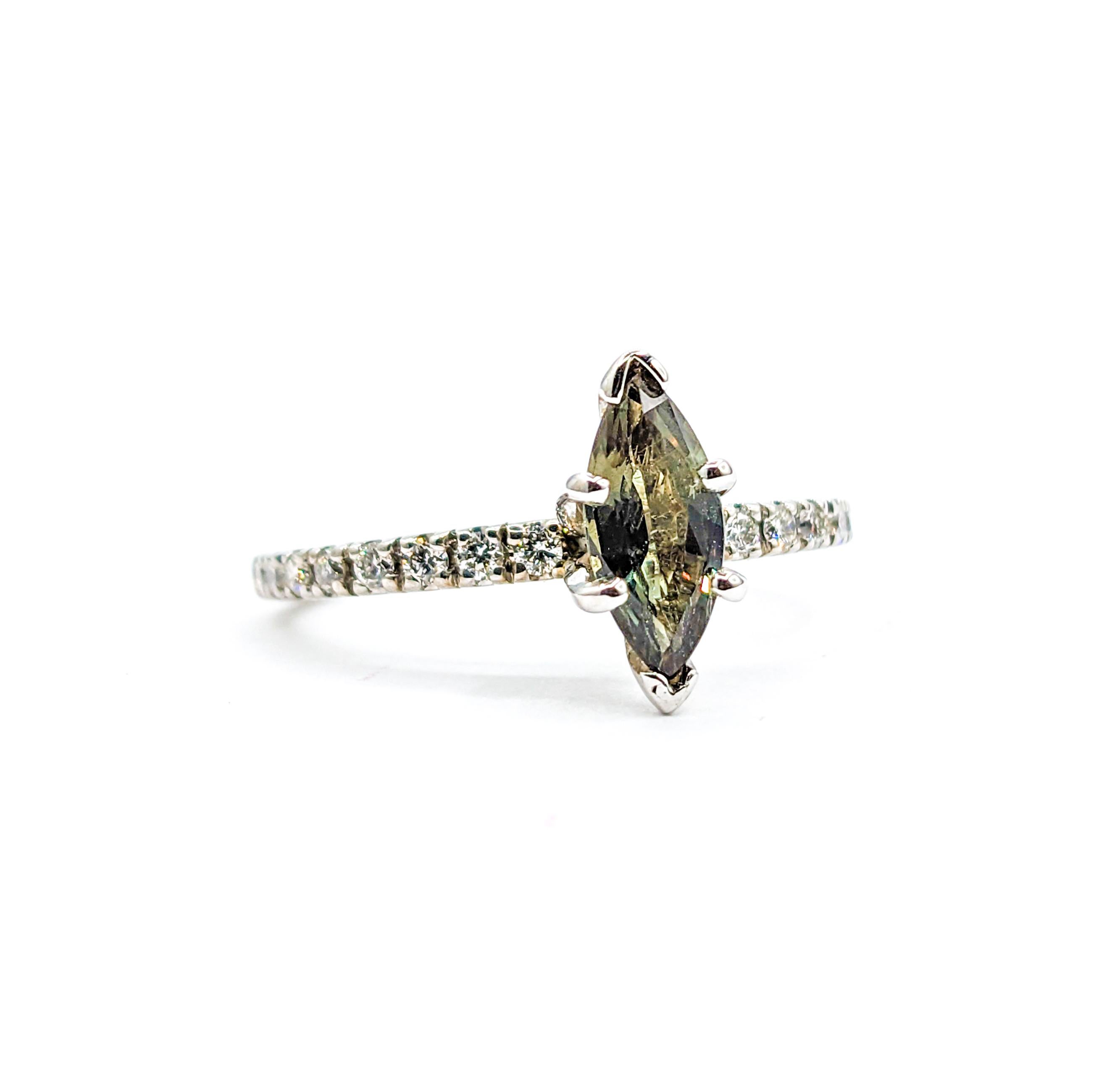 Natural .76ct Alexandrite & Diamond Ring White Gold 1