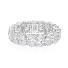 Anello a fascia con diamante naturale di forma ovale da 7,76 carati SI/H Gioielli in oro bianco 18 carati