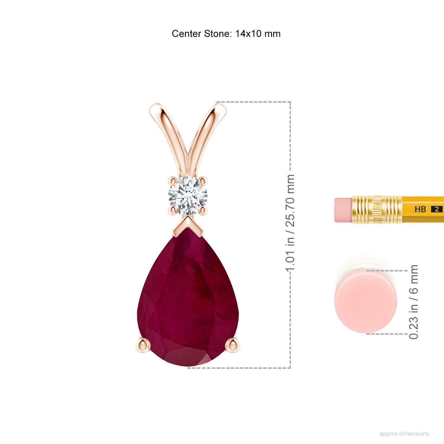 Colgante lágrima de rubí natural de 7,9 ct con diamante en oro rosa de 14 quilates Corte pera en venta
