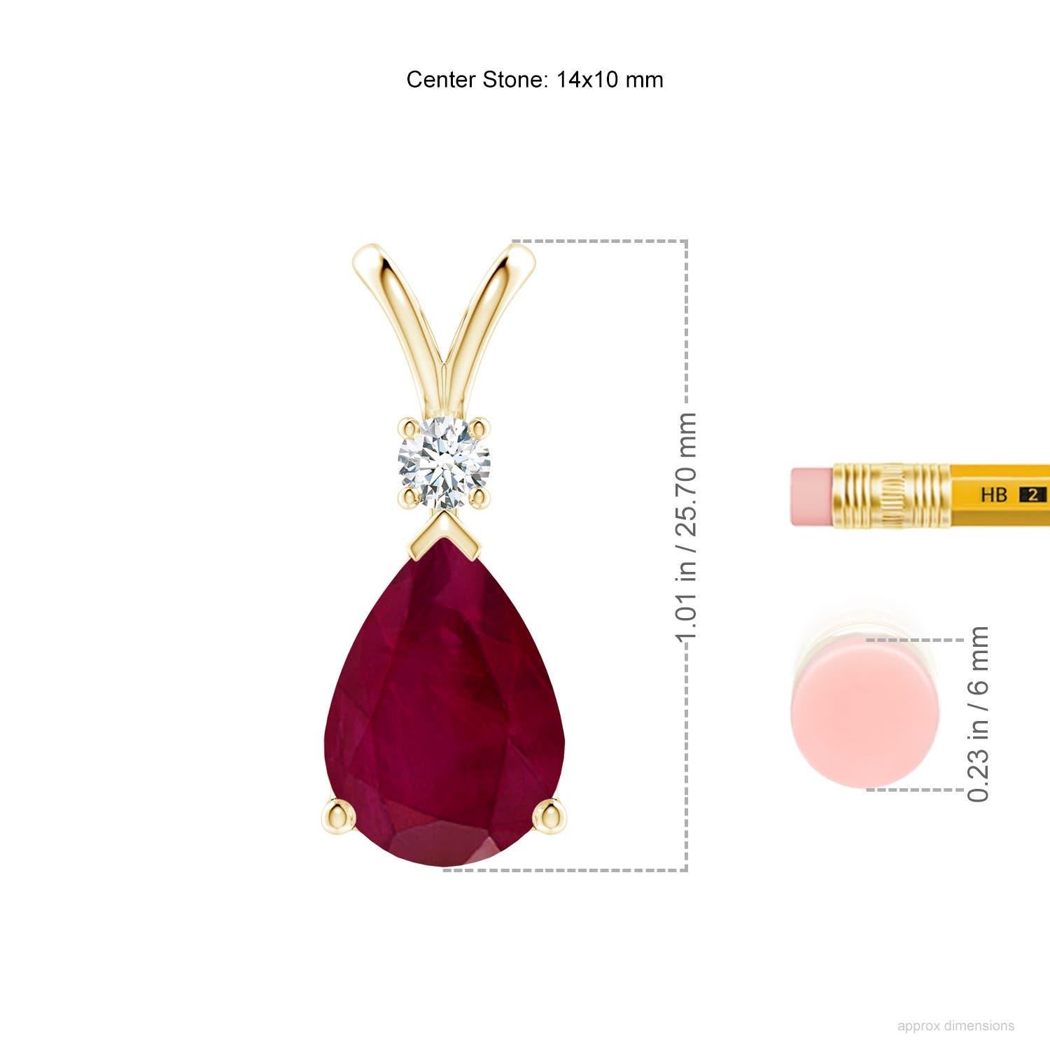 Colgante lágrima de rubí natural de 7,9 ct con diamante en oro amarillo de 18 quilates Corte pera en venta