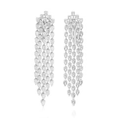 Natural 7.91 Carat SI/H Pear Diamond 10 Karat White Gold Chandelier Earrings