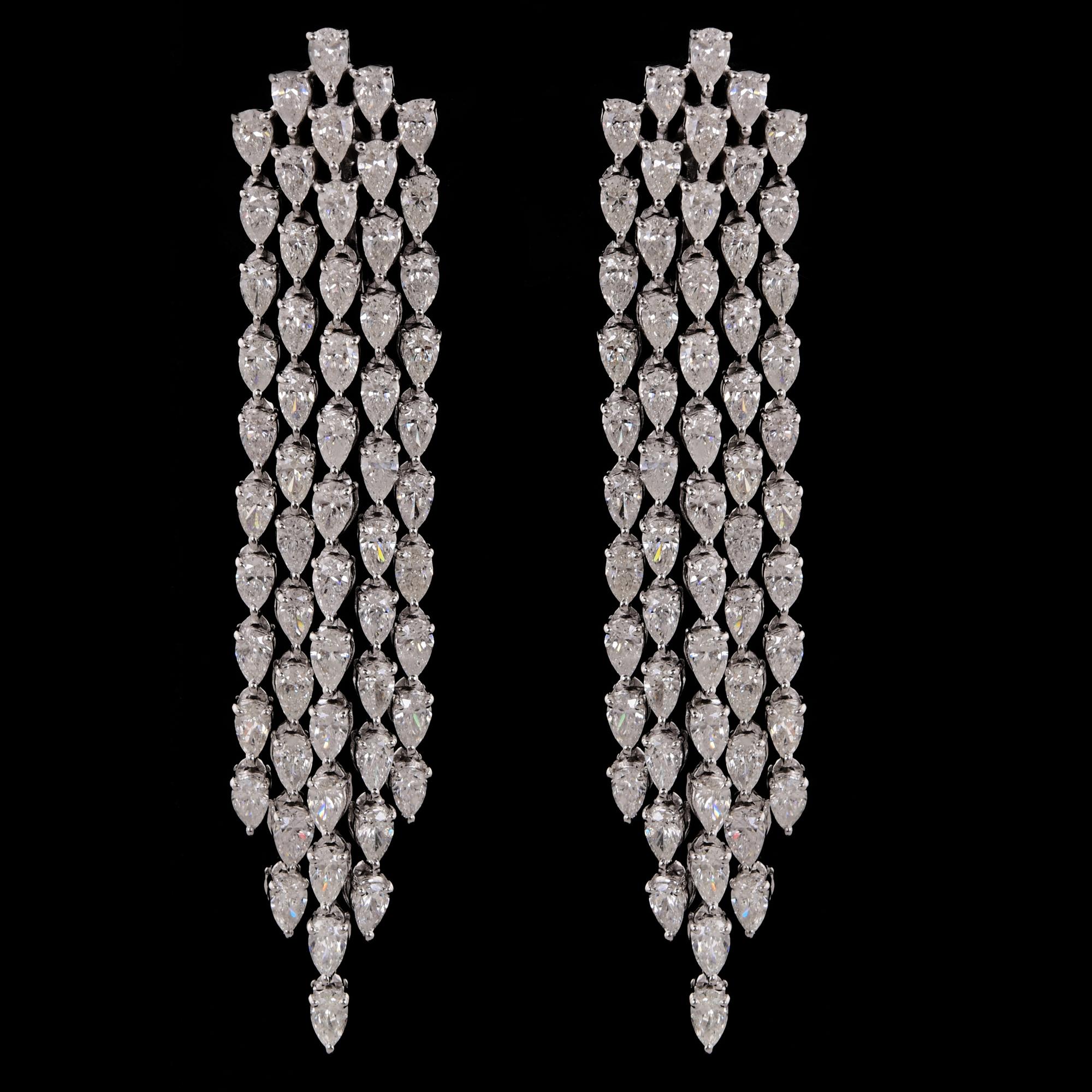 Donna Orecchini a lampadario in oro bianco 10 carati con diamante a pera naturale da 7,91 carati SI/H in vendita