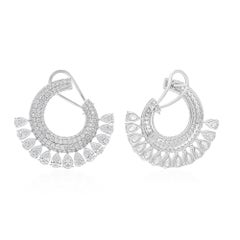 Natural 8 Carat SI Clarity HI Color Pear Diamond Earrings 18 Karat White Gold