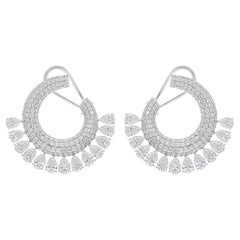 Natural 8 Carat SI Clarity HI Color Pear Diamond Earrings 18 Karat White Gold