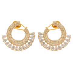 Natural 8 Carat SI Clarity HI Color Pear Diamond Earrings 18 Karat Yellow Gold