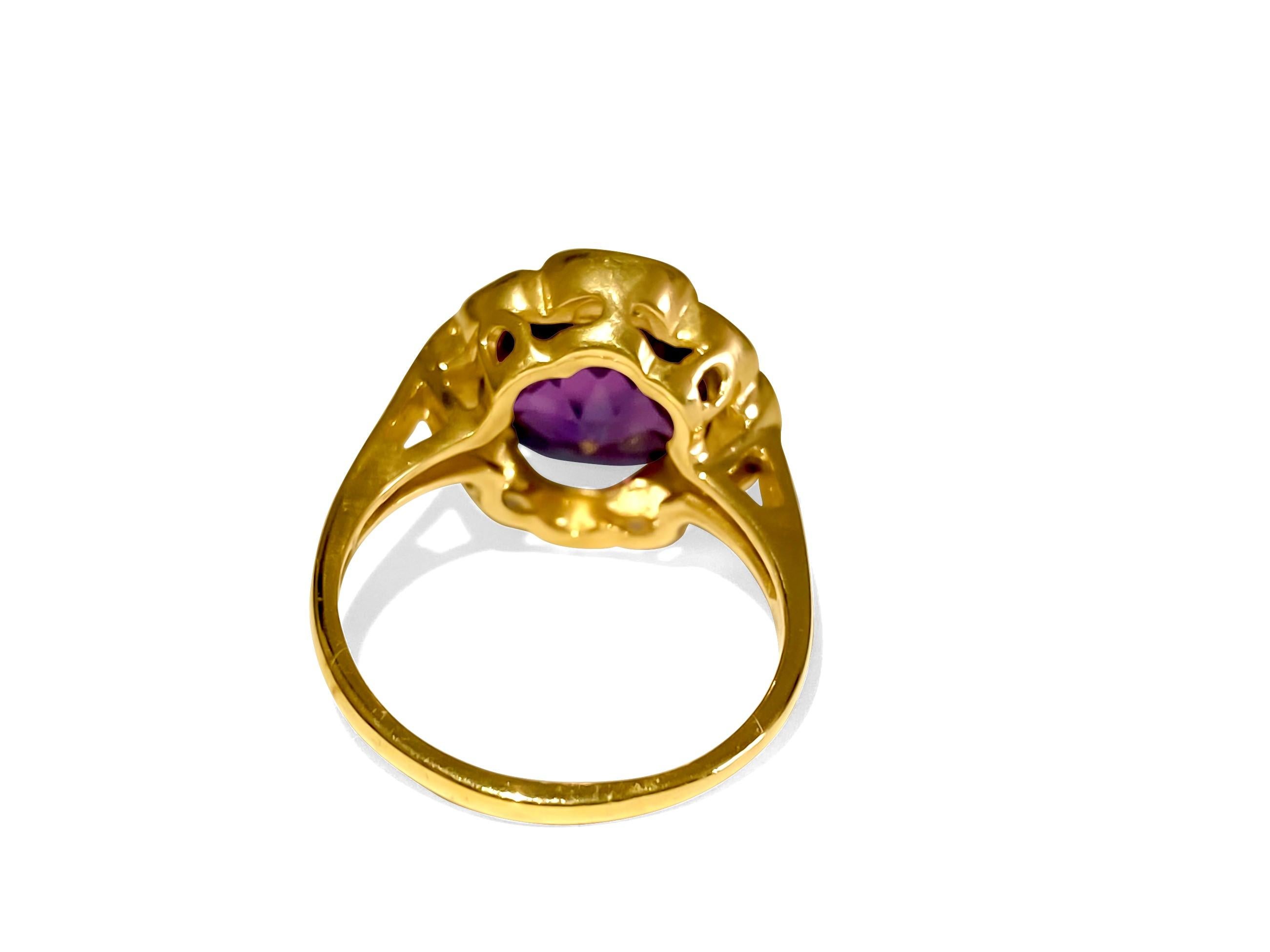 Natural 8.00 Carat Amethyst 14 Karat Rose Gold Ring In Excellent Condition For Sale In Miami, FL