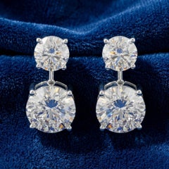 Natural 8.10 Carat SI Clarity HI Color Diamond Earrings 18 Karat White Gold