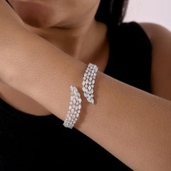 Bracciale con diamanti naturali da 8,10 carati, SI/H, taglio misto, in oro bianco 18 carati