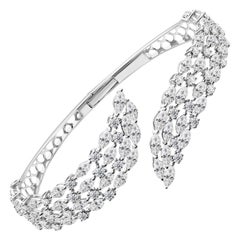 Bracciale con diamanti naturali da 8,10 carati, SI/H, taglio misto, in oro bianco 18 carati