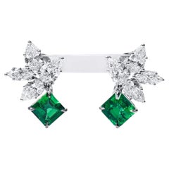 Natural 8.17 Ct. TW Cushion-Cut Colombian Emerald & Diamond Earrings, 18K Gold