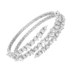 Natürliches 8,19 Karat SI/H Multi Shape Diamant Wickelarmband 14 Karat Weißgold