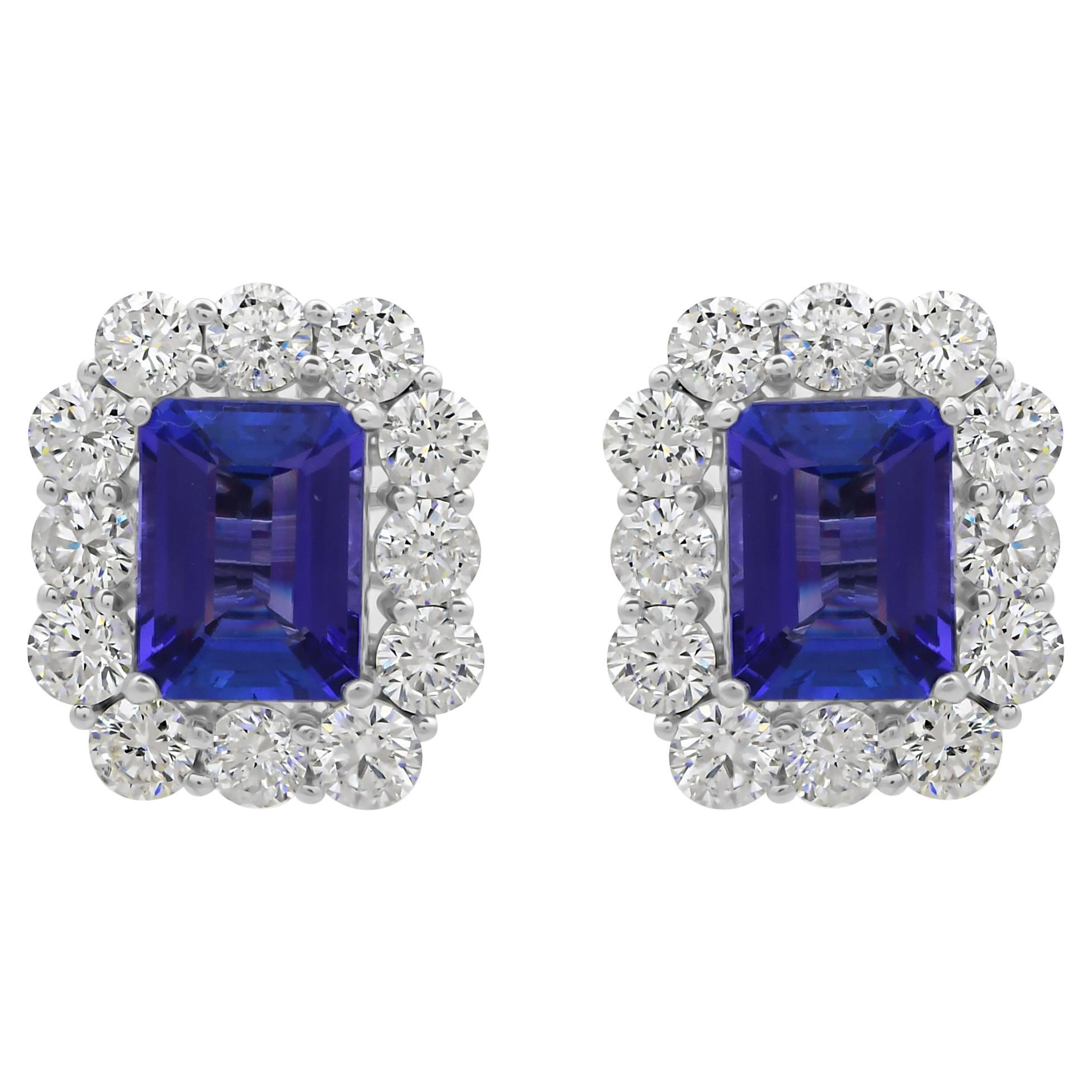 Natürlicher 8,19 Karat Tansanit Ohrringe 5,48 Karat SI/H Diamant 14k Weißgold