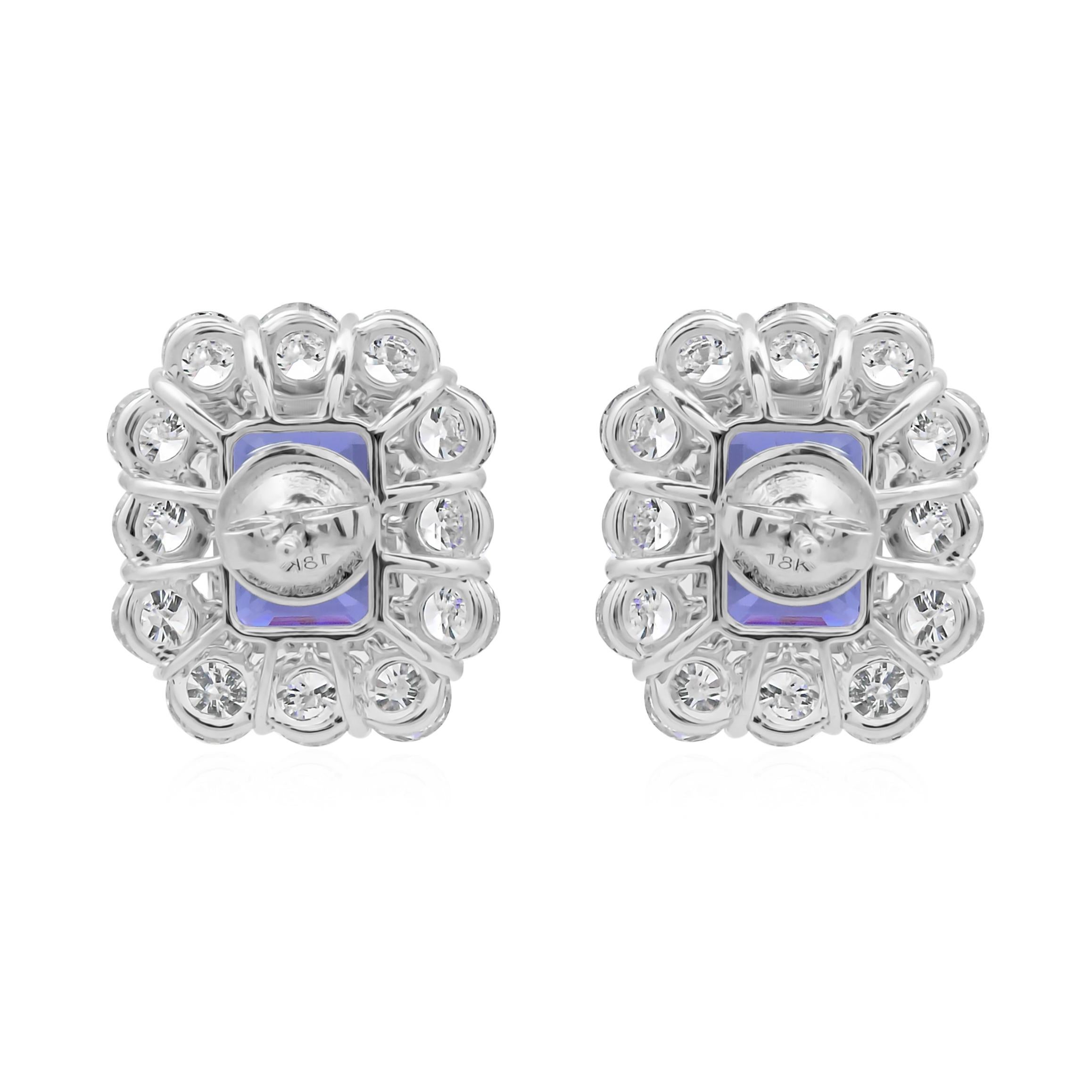 Natürlicher 8,19 Karat Tansanit Ohrringe 5,48 Karat SI/H Diamant 18k Weißgold im Zustand „Neu“ im Angebot in Diera, Dubai