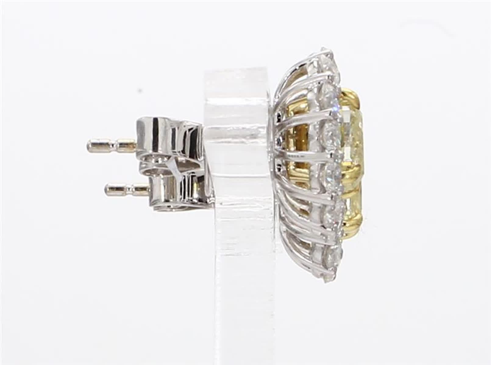 Women's Natural Yellow Oval and White Diamond 2.67 Carat TW Gold Stud Earrings