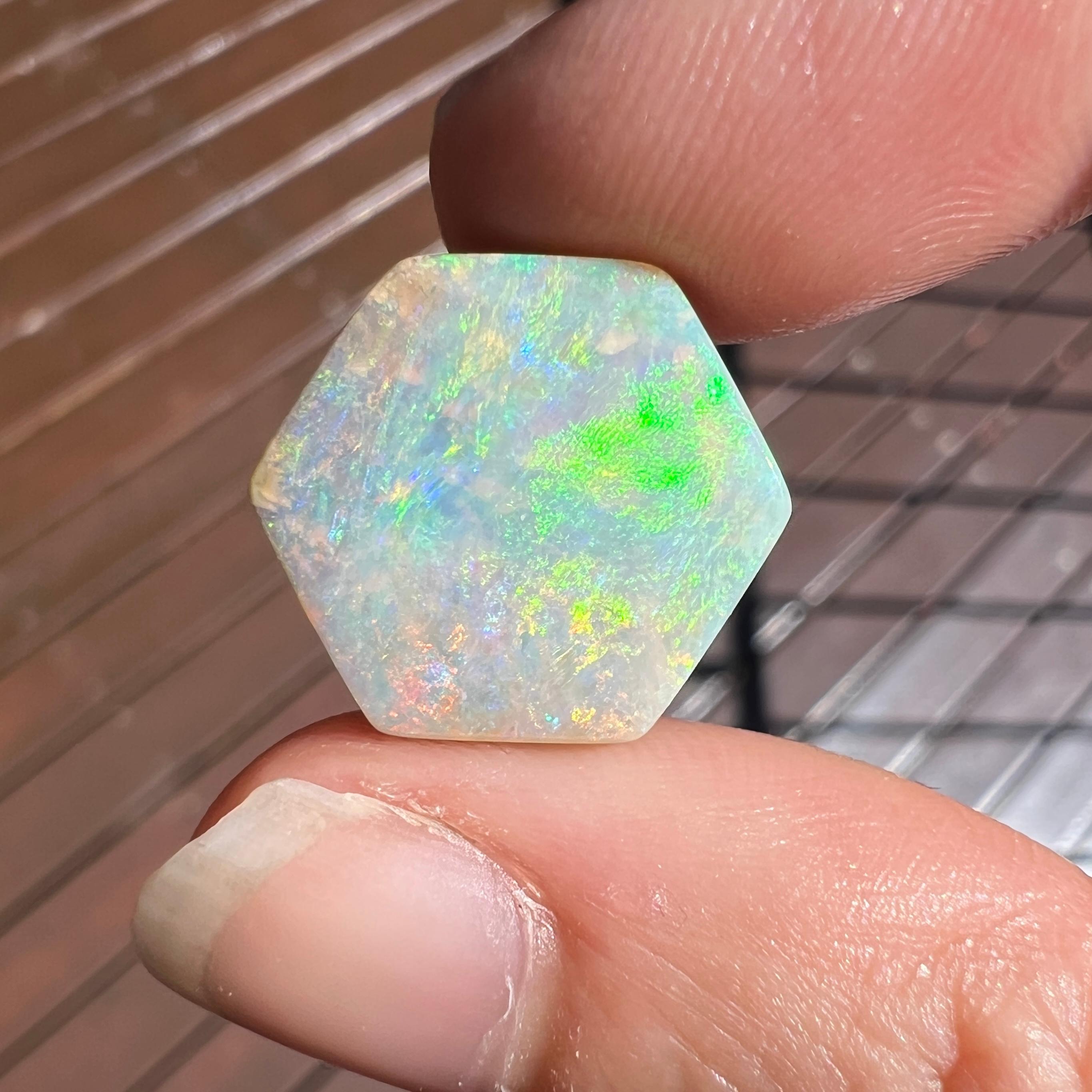 Natural 8.30 Ct Australian pastel boulder opal mined by Sue Cooper In New Condition For Sale In BELCONNEN, ACT