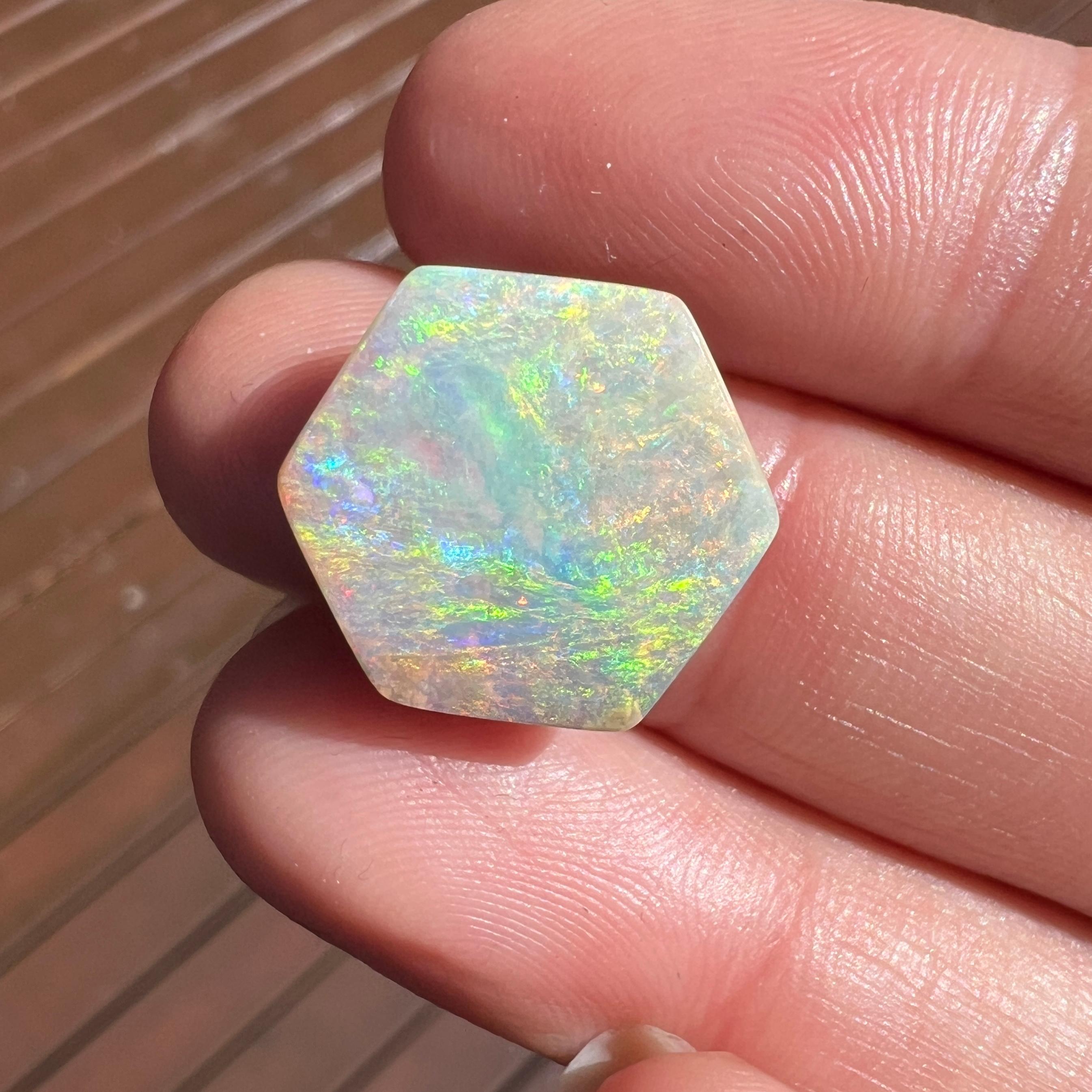 Natural 8.30 Ct Australian pastel boulder opal mined by Sue Cooper For Sale 1