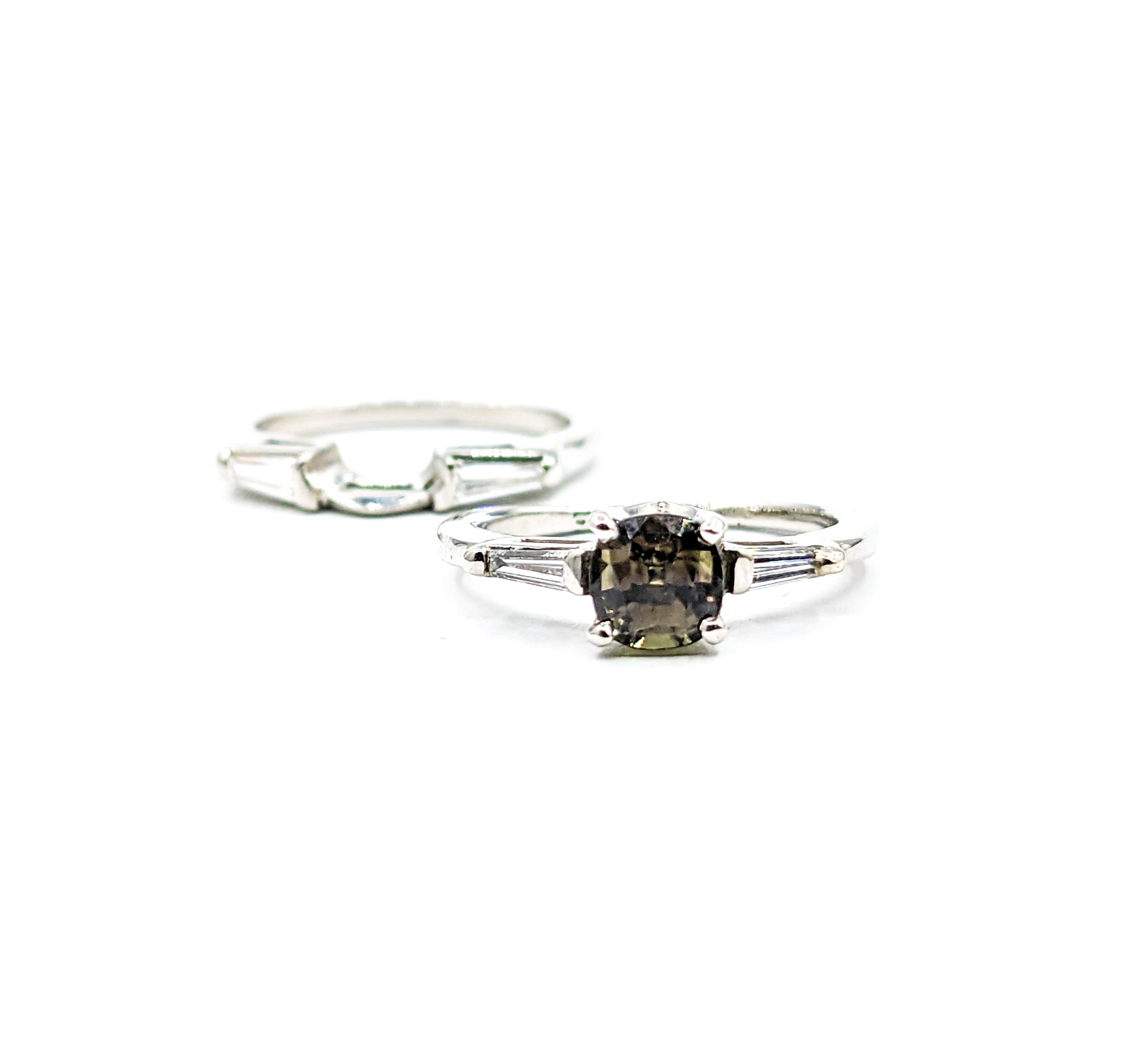 Women's Natural .83ct Alexandrite & Diamond Ring Platinum Gold For Sale