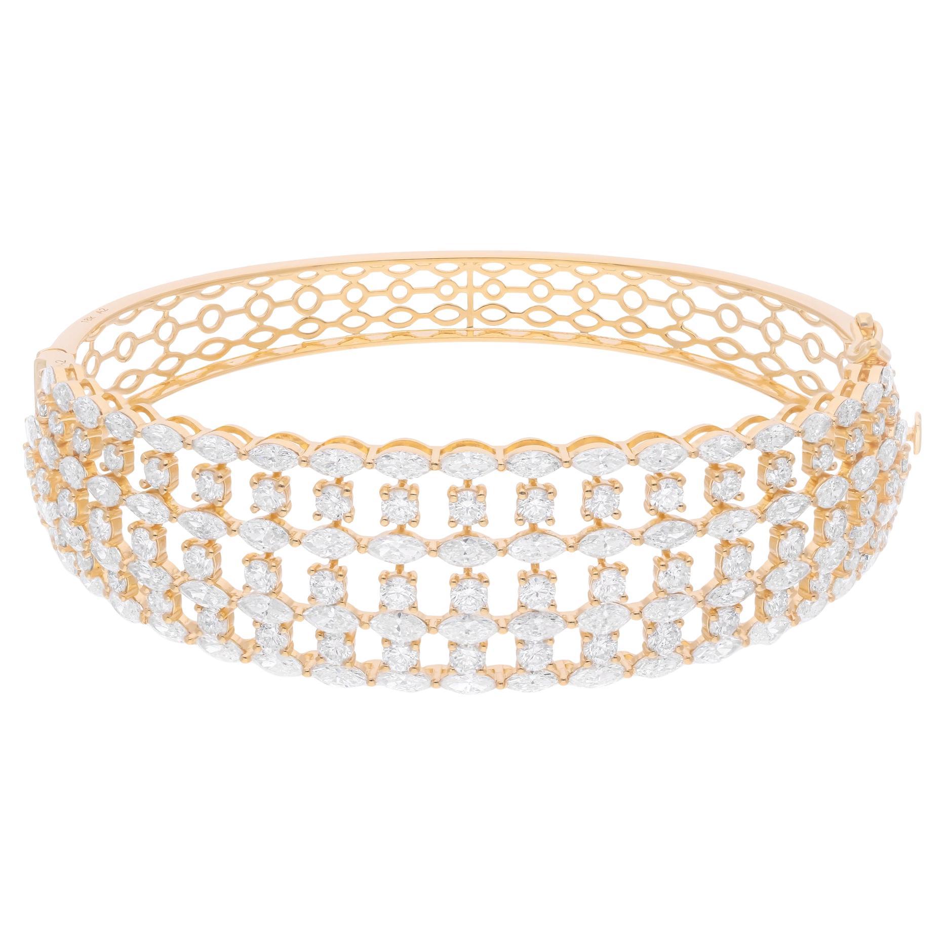 Bracciale a gabbia con diamanti tondi marquise Nature 8.40 SI/H Oro giallo 14 carati