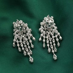 Pendientes colgantes de diamantes naturales de 8,42 quilates SI/H de oro blanco de 18 quilates Joyería fina