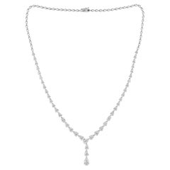 Natural 8.47 Carat SI Clarity HI Color Pear Diamond Necklace 18 Karat White Gold
