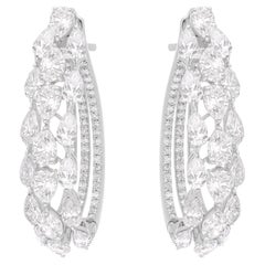 Créoles en or blanc 14 carats avec diamants ronds taille poire de 8,53 carats SI/H