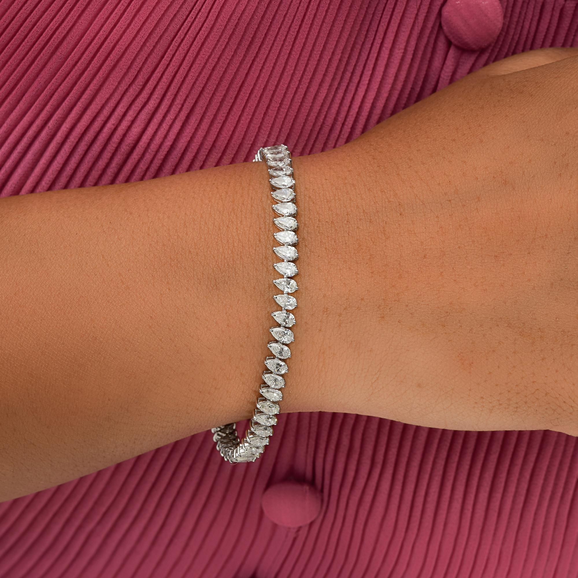 Pulsera de diamantes naturales en forma de pera de 8,55 quilates SI/H Joyas de oro blanco de 14 quilates Corte pera en venta