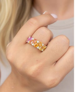 Bague en or 14k Nature 8.61cts Rainbow Diamonds et 0.26cts Diamond