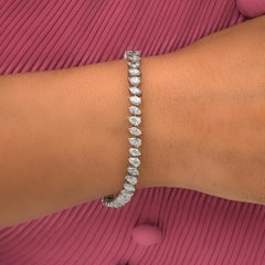 Natural 8.7 Carat SI/H Pear Marquise Diamond Tennis Bracelet 18 Karat White Gold
