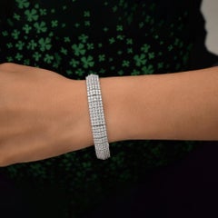 Natural 8.73 Carat SI Clarity HI Color Wide Diamond Bracelet 14 Karat White Gold
