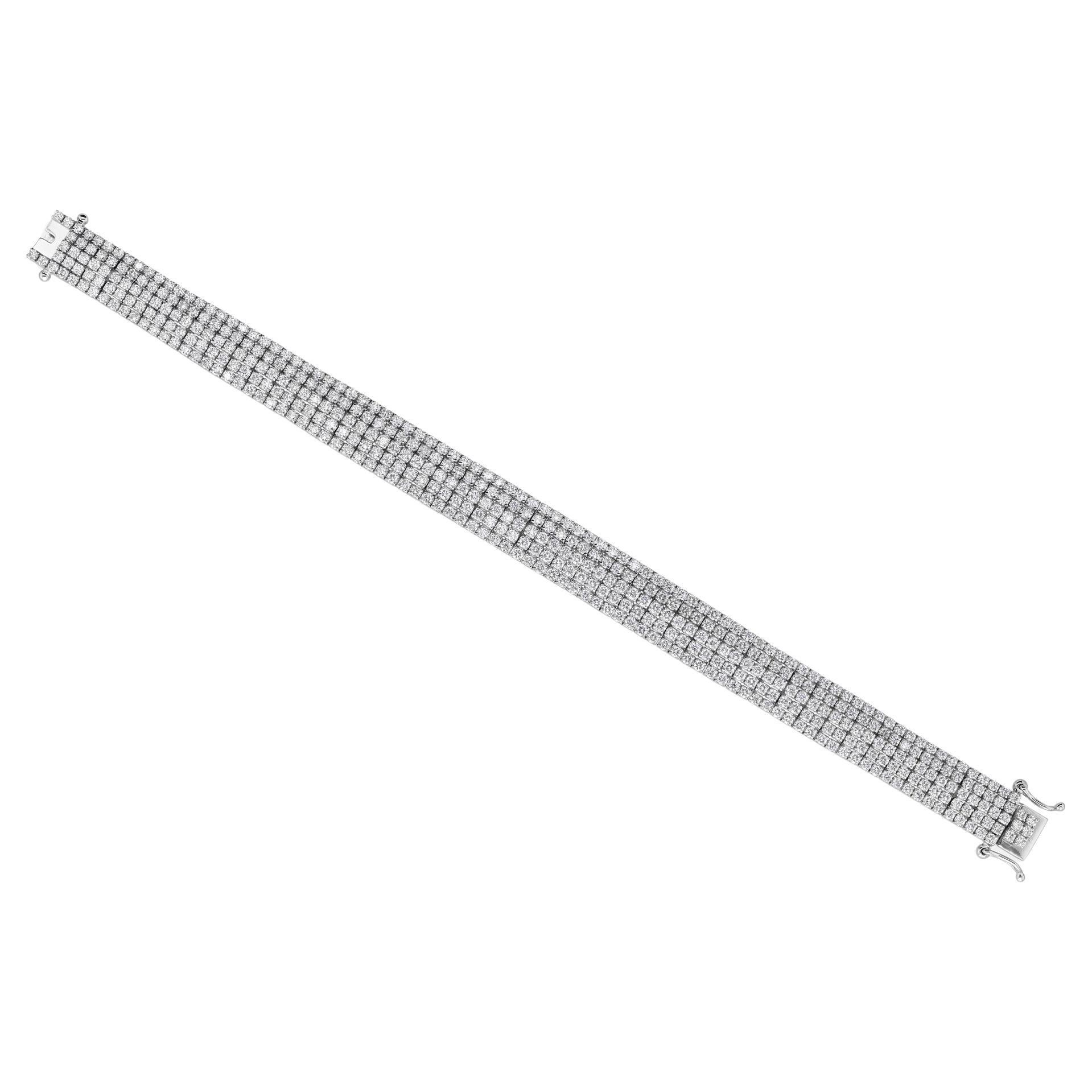 Bracelet en diamant naturel de 8,73 carats SI Clarity HI Color 14 Karat White Gold