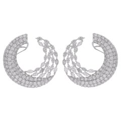 Créoles en or blanc 18 carats avec diamants marquises et ronds de 8,76 carats
