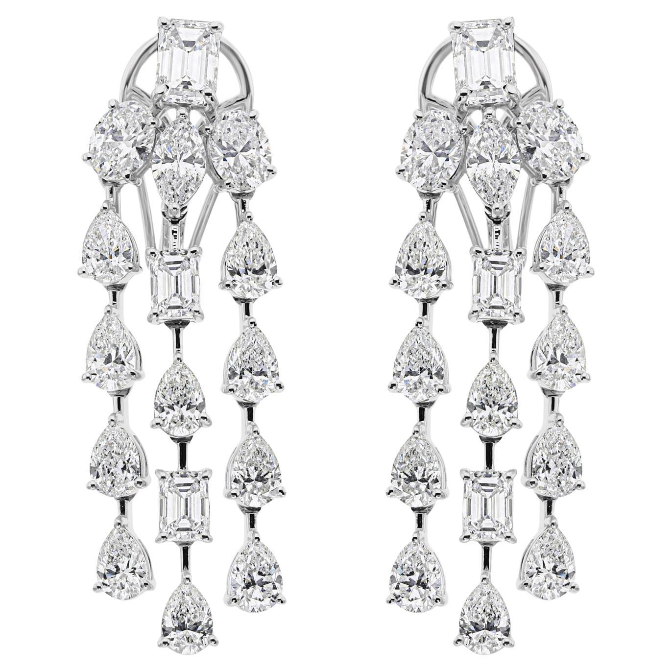 Natural 8.8 Carat SI Clarity HI Color Multi Diamond Earrings 18 Karat White Gold