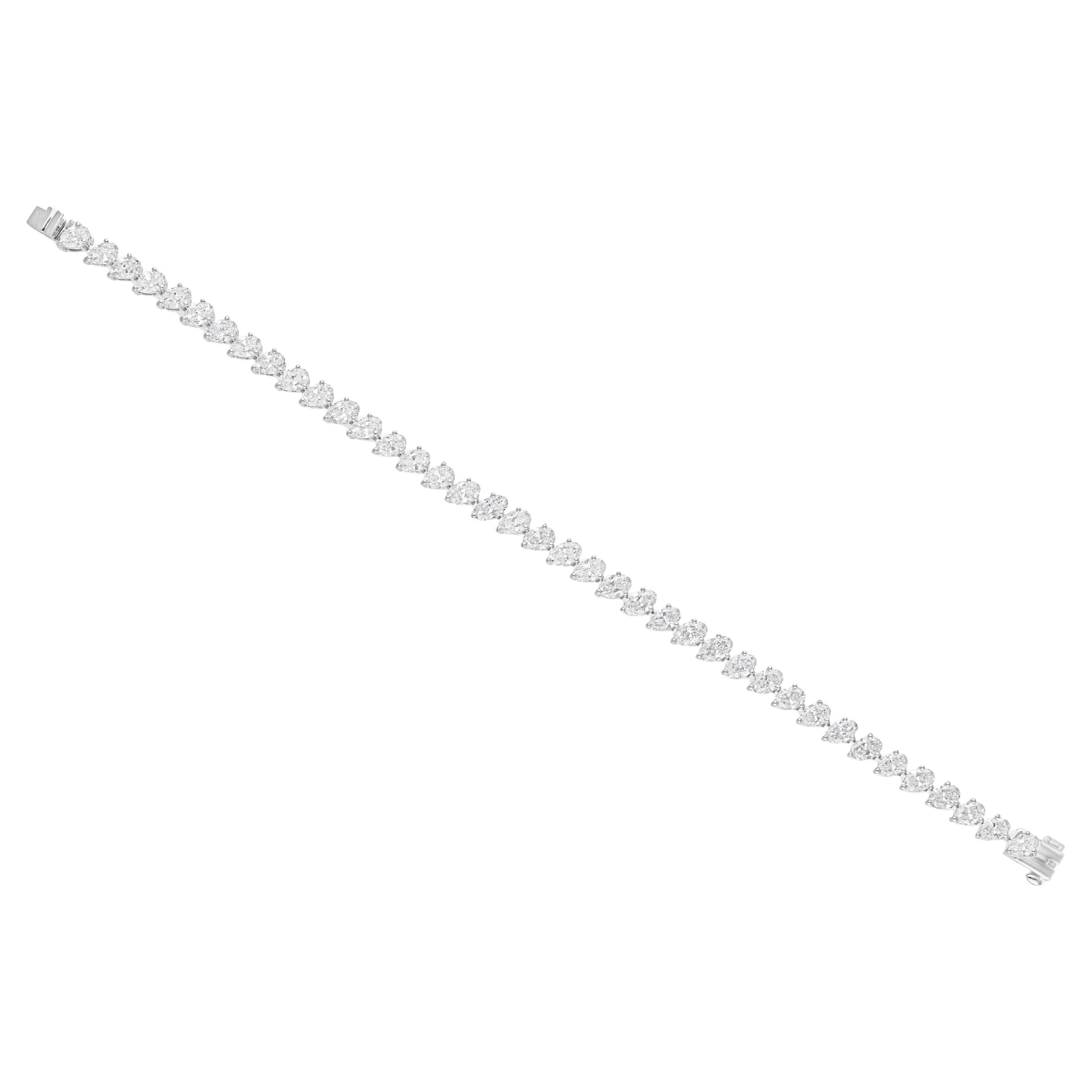 Pulsera de tenis con diamantes naturales de 8,80 quilates SI/H y forma ovalada Oro blanco de 18 quilates