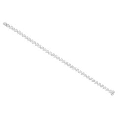 Pulsera de tenis con diamantes naturales de 8,80 quilates SI/H y forma ovalada Oro blanco de 18 quilates