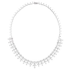 Natural 8.84 Carat Baguette & Round Diamond Necklace 14 Karat White Gold Jewelry