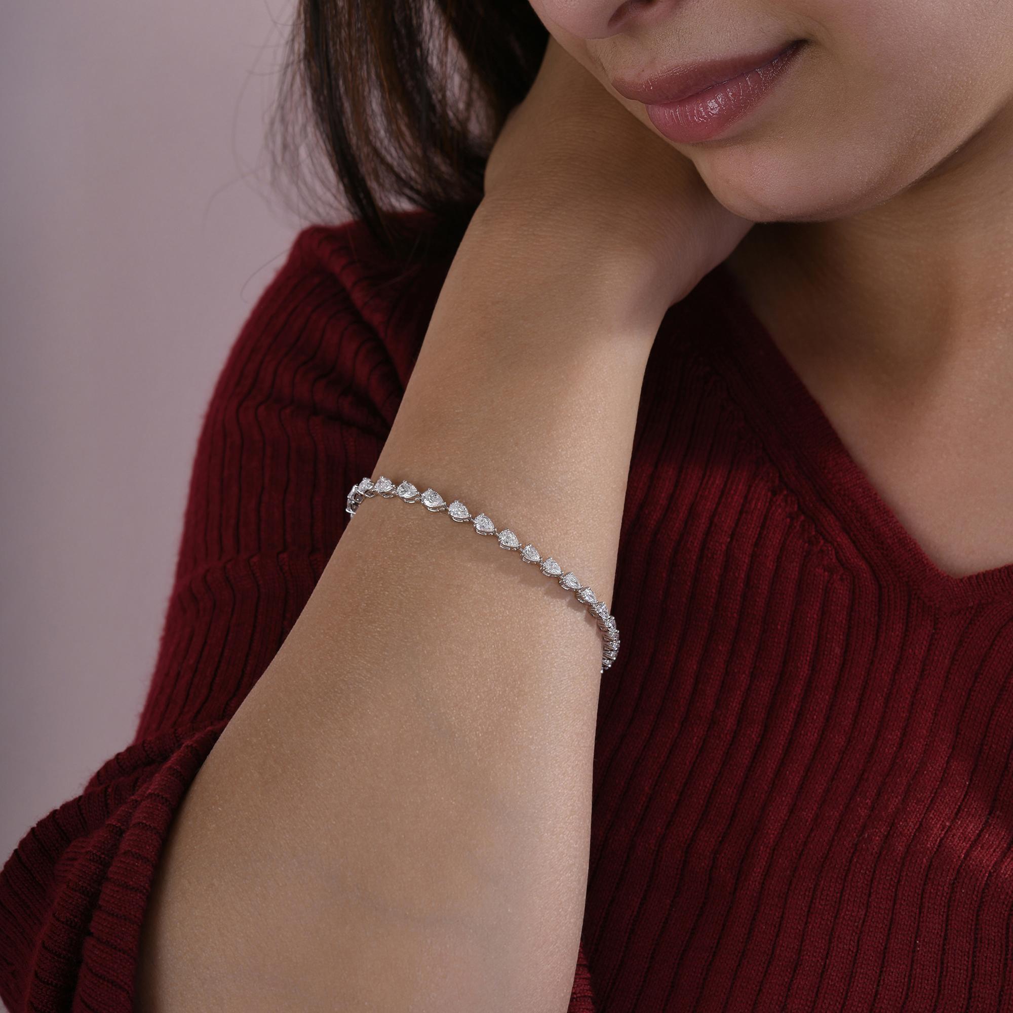 Pulsera de diamantes pera de 8,93 quilates naturales con claridad SI y color HI Oro blanco de 18 quilates en Nuevo estado para la venta en Diera, AE