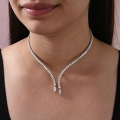 Natural 9 Carat SI/H Diamond Collar Choker Necklace 18 Karat White Gold