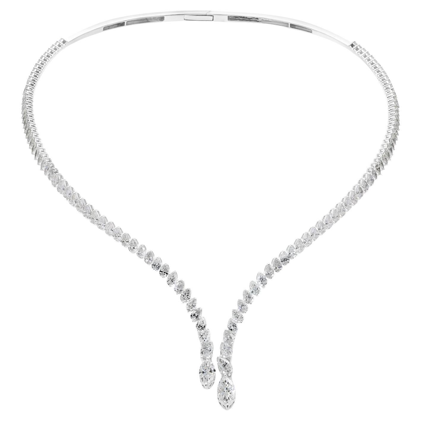Nature 9 Carat SI/H Diamond Collar Choker Necklace 18 Karat White Gold en vente