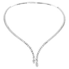 Natural 9 Carat SI/H Diamond Collar Choker Necklace 18 Karat White Gold