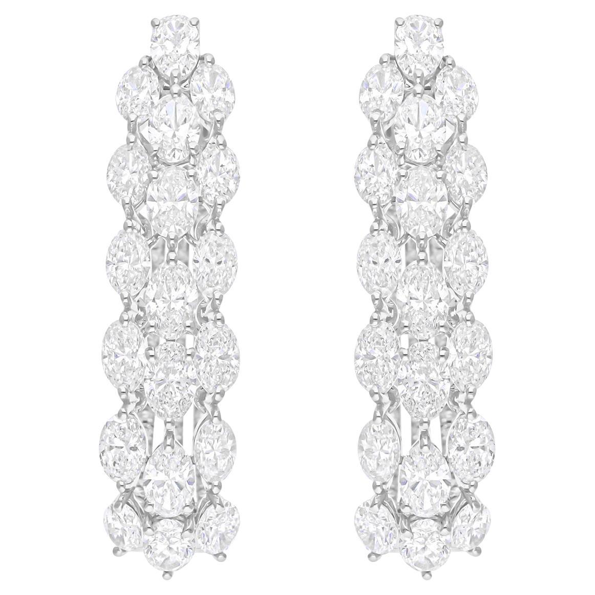 Pendientes de diamantes naturales redondos ovalados SI/H de 9,10 quilates y oro blanco de 14 quilates