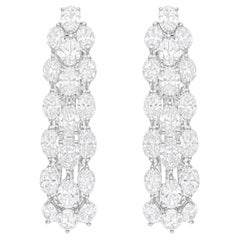 Pendientes de diamantes naturales redondos ovalados SI/H de 9,10 quilates y oro blanco de 14 quilates