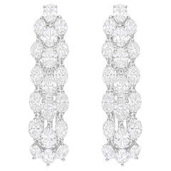 Natural 9.10 Carat SI/H Oval Round Shape Diamond Earrings 18 Karat White Gold