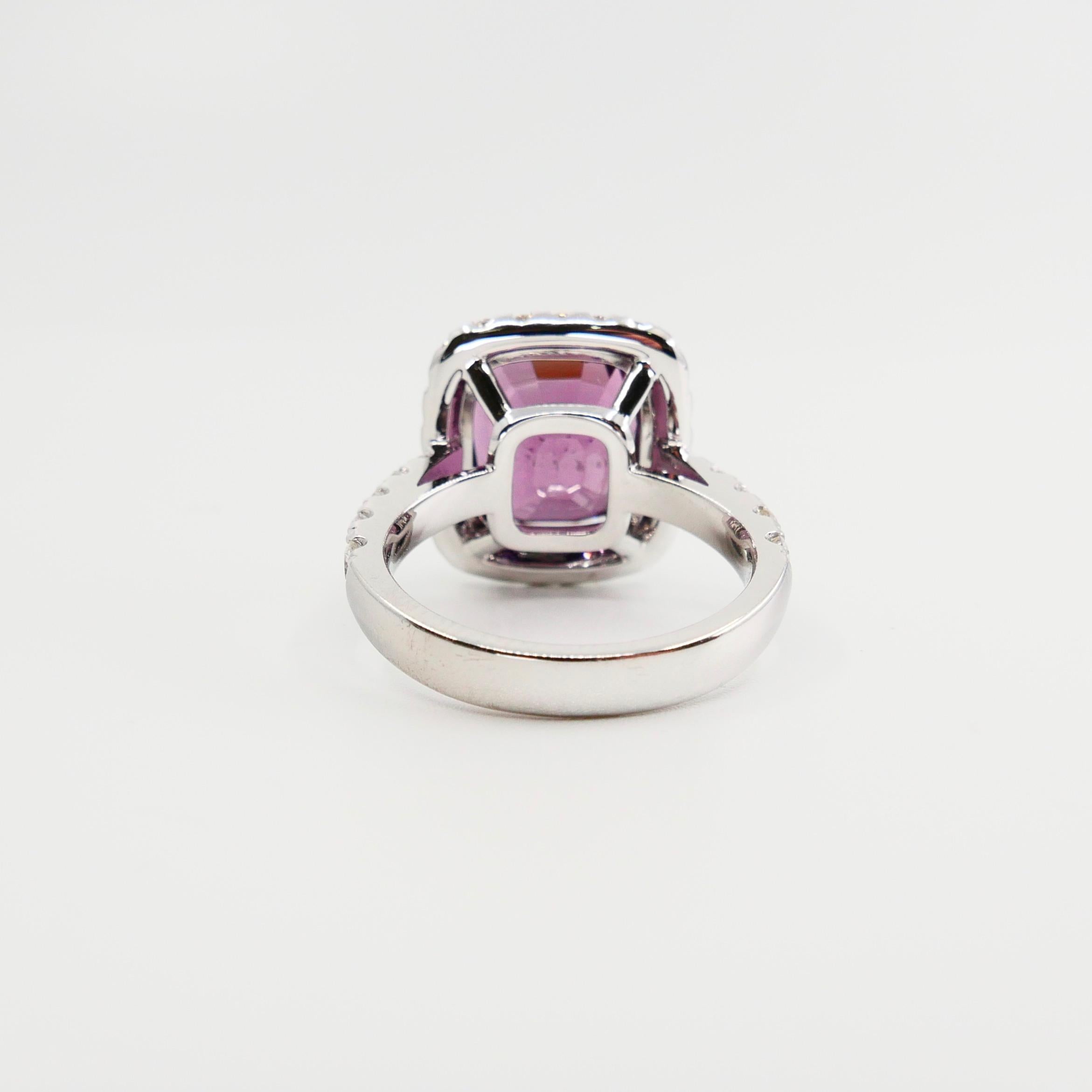 Certified Natural 9.18 Carat Vivid Purple No Heat Spinel & Diamond Cocktail Ring For Sale 4