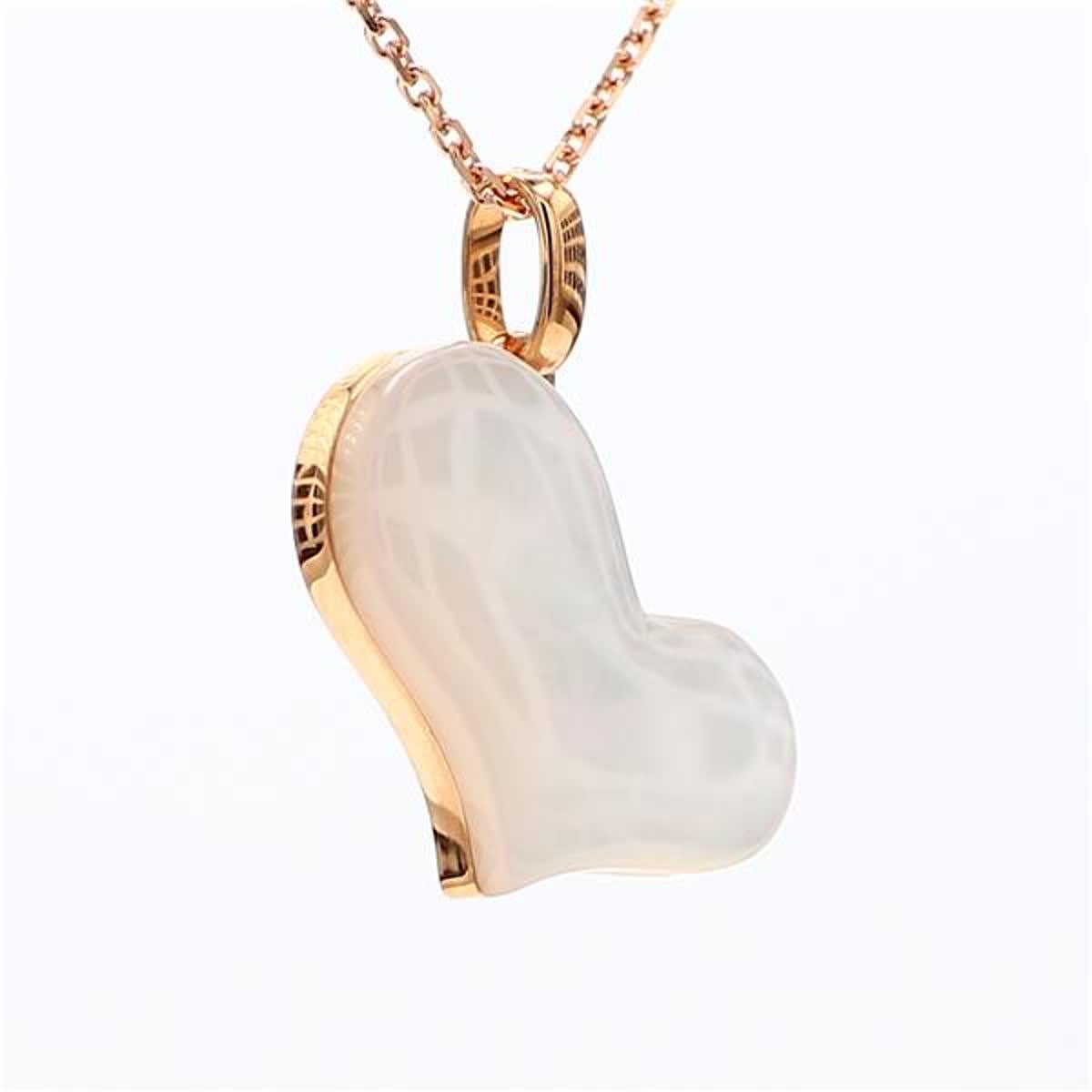 Heart Cut Natural Pink Shell/Pearl and White Diamond 1.06 Carat TW Gold Reversible Pendant For Sale