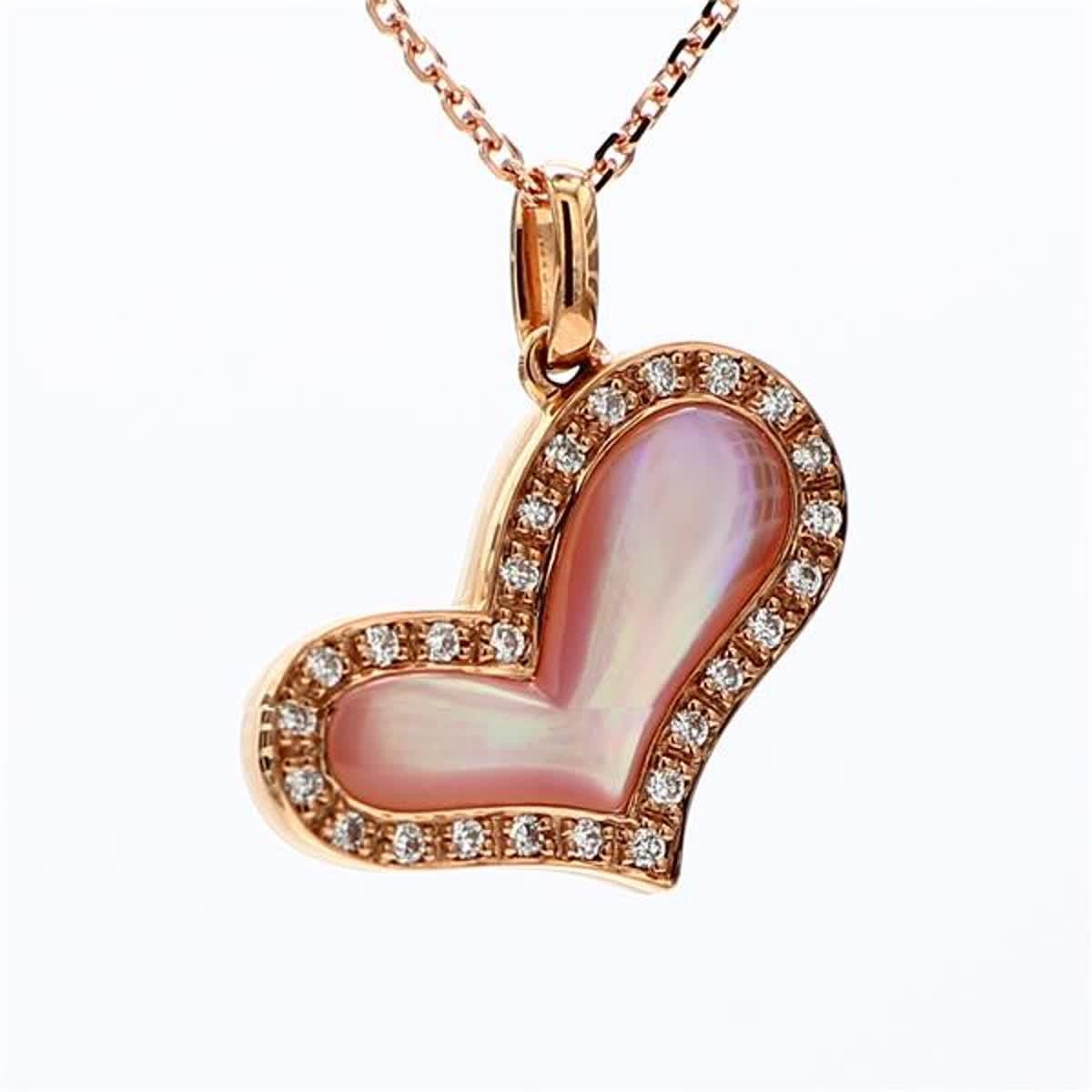 Natural Pink Shell/Pearl and White Diamond 1.06 Carat TW Gold Reversible Pendant For Sale 1