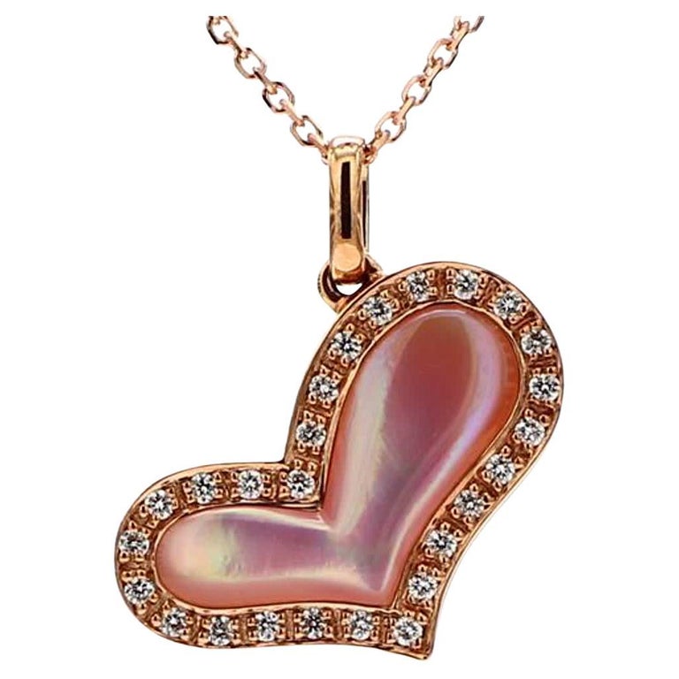 Natural Pink Shell/Pearl and White Diamond 1.06 Carat TW Gold ...