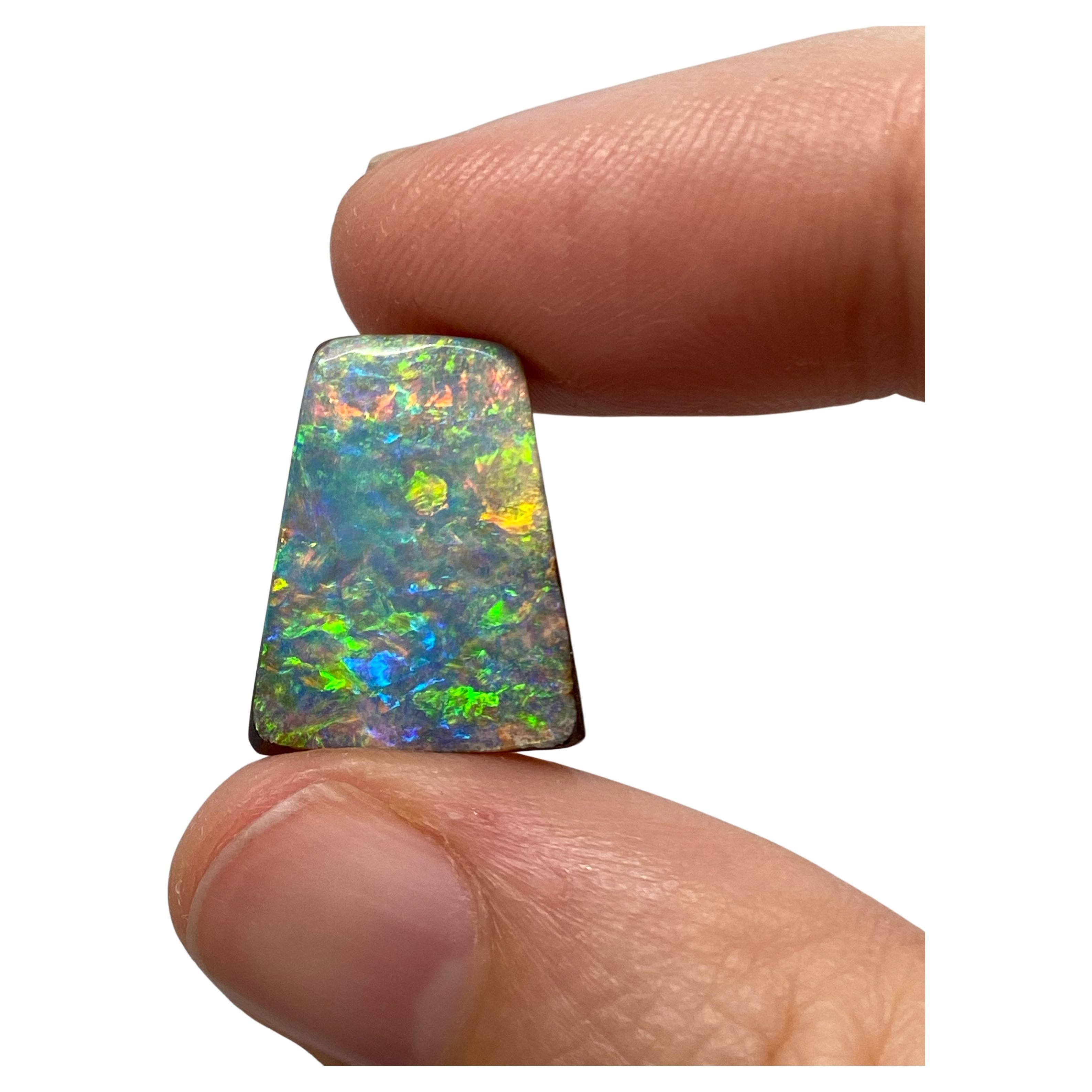 Natural 9.30 Ct Rainbow Trapezoid Australian Boulder Opal For Sale