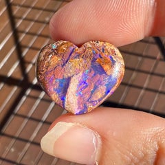 Natural 9.36 Ct Australian wood replacement opal heart mined by Sue Cooper