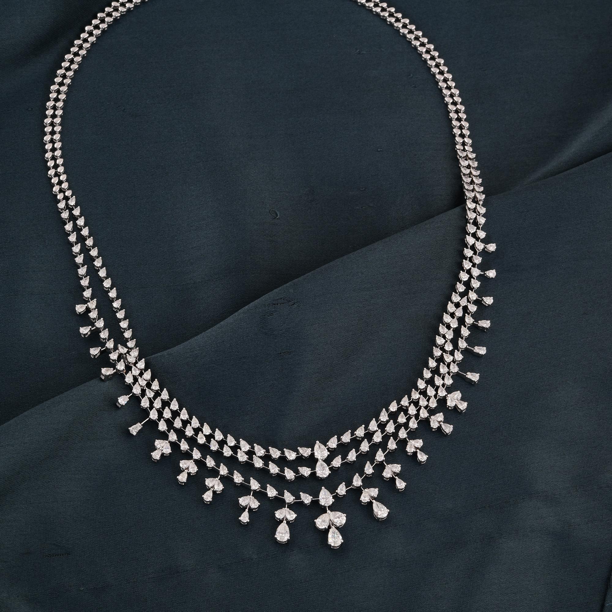 Modern Natural 9.42 Carat Pear Diamond Necklace 18 Karat White Gold Handmade Jewelry For Sale