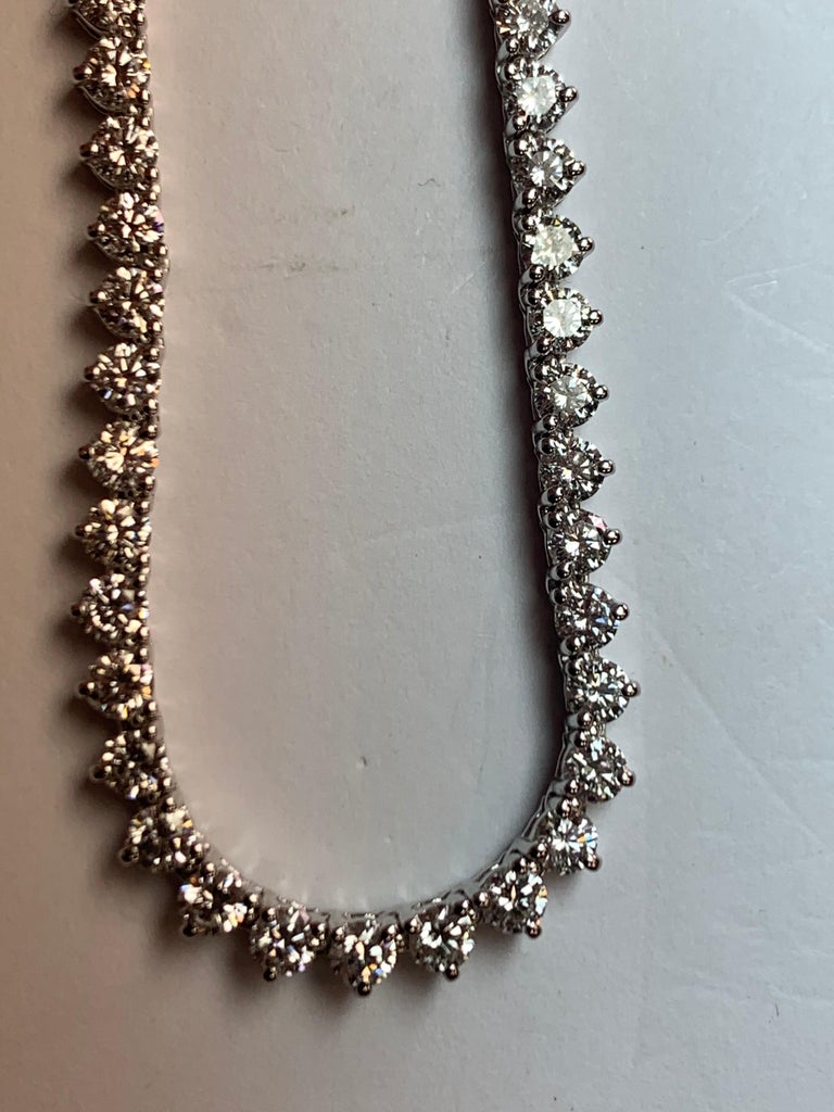Natural 9.50 Carat Colorless Round Brilliant Diamond Necklace 18k Gold
